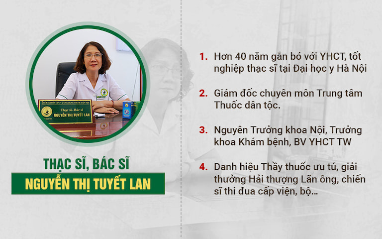 hạc sĩ, bác sĩ Nguyễn Thị Tuyết Lan - Nguyên Trưởng khoa Nội, khoa Khám bệnh Bệnh viện YHCT TW